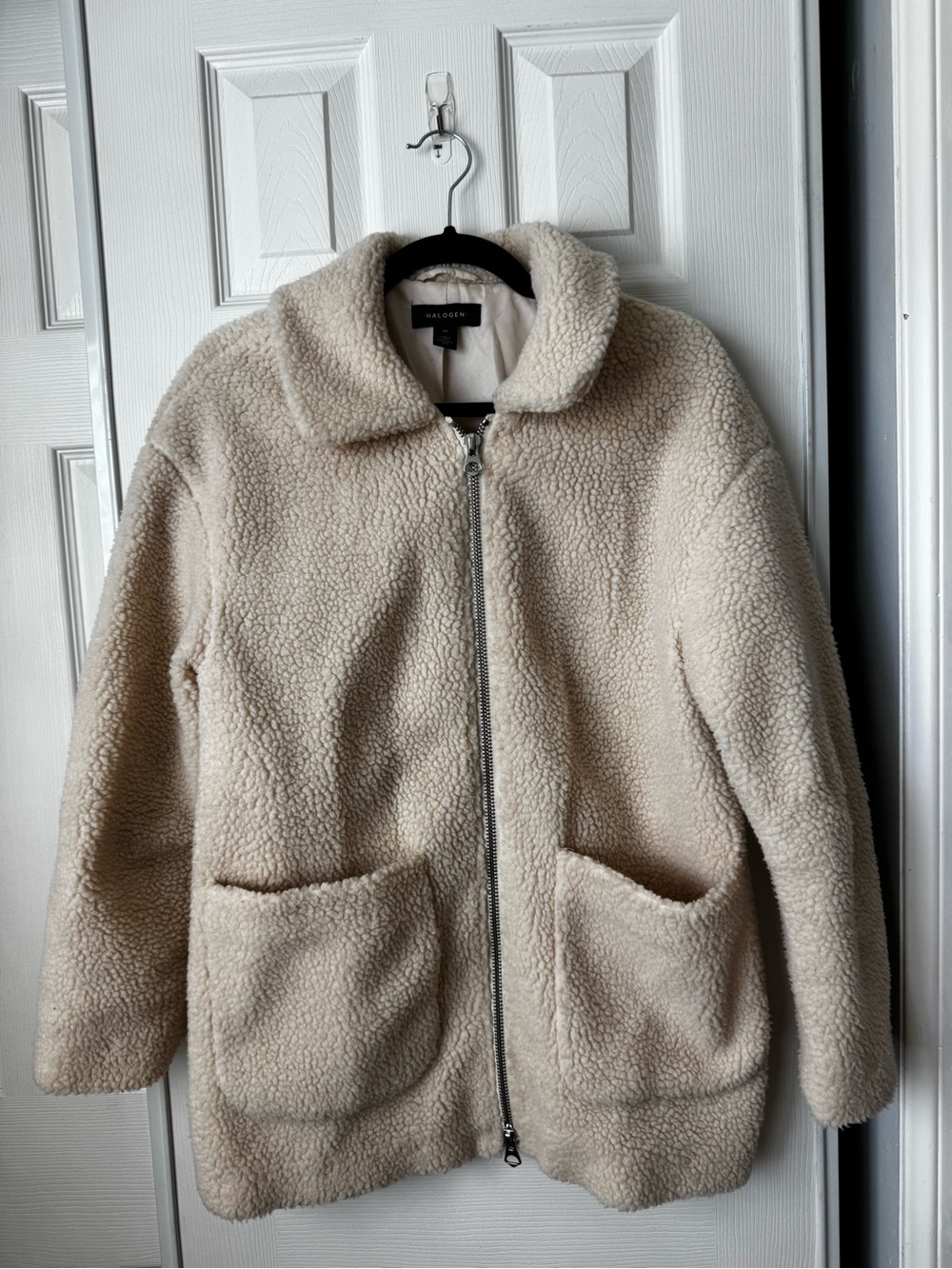 Halogen Cream Teddy Zip-Up Collar Jacket